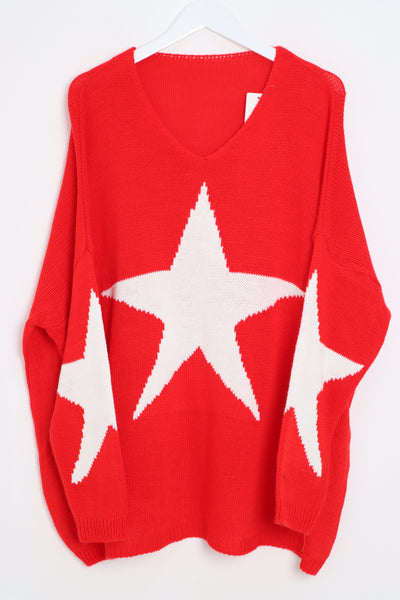 Oversized Star Print Knitted Jumper Top