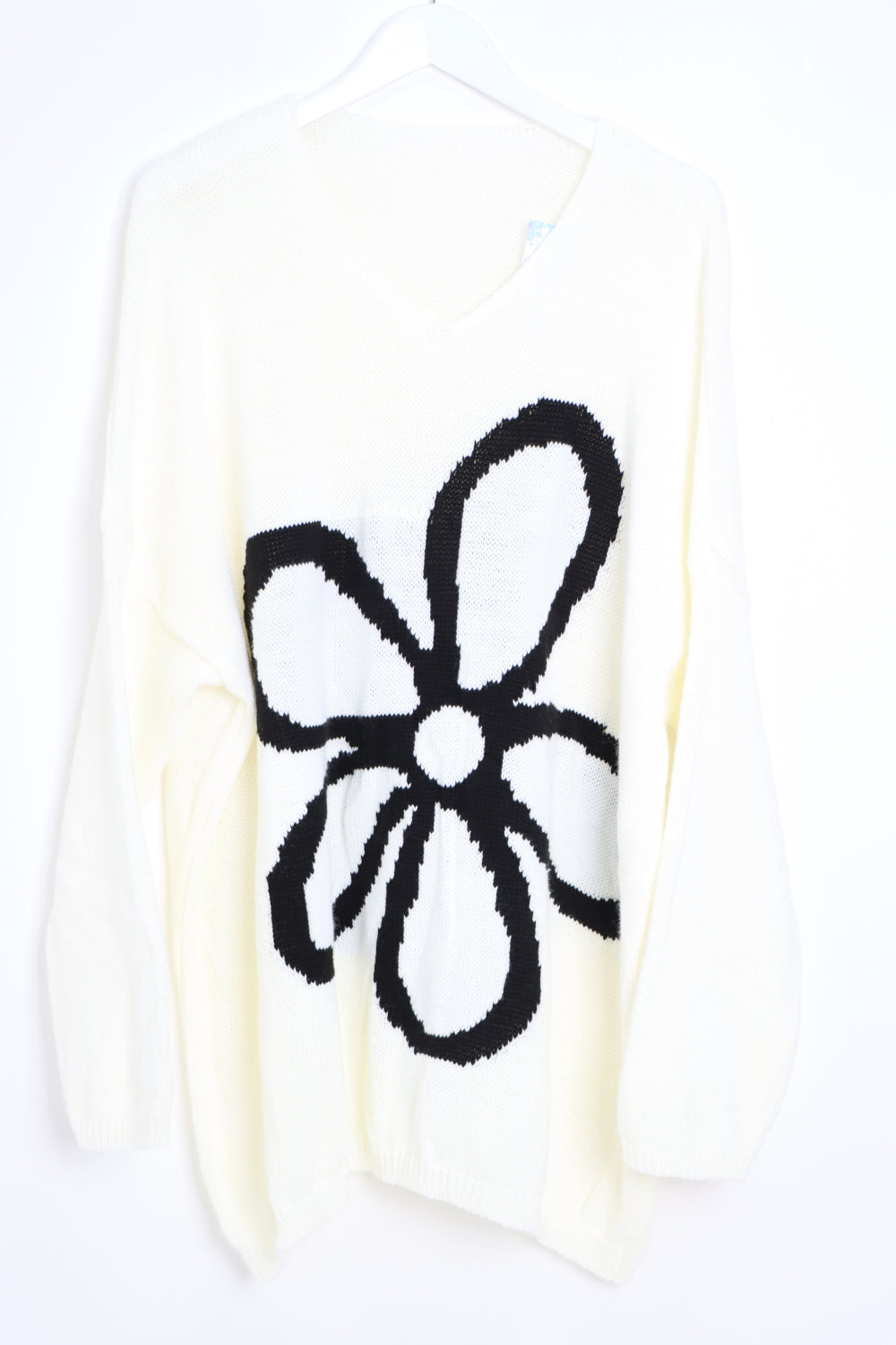 Oversized  Long Sleeve Floral Print  Knitted Jumper Top