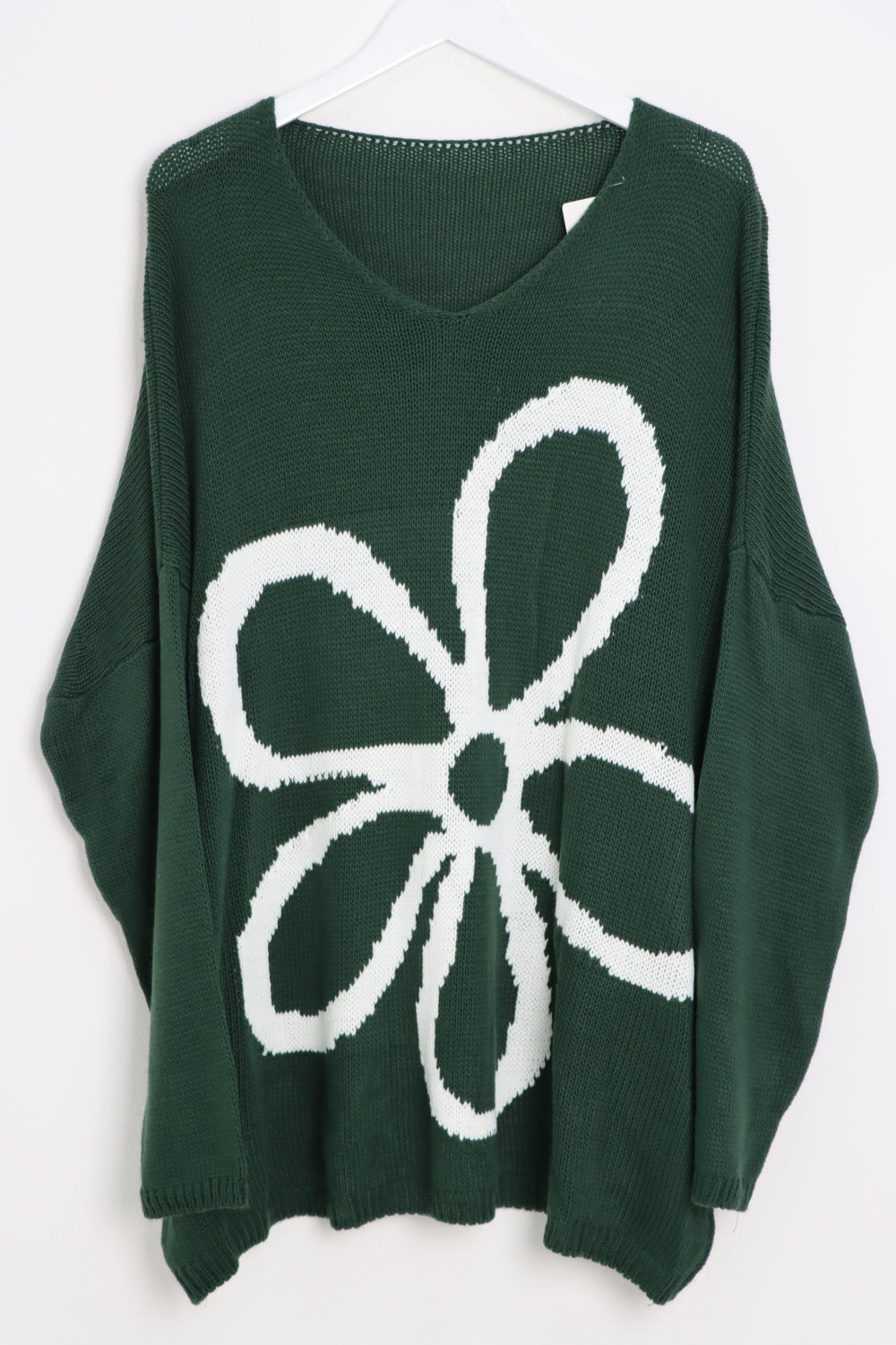 Oversized  Long Sleeve Floral Print  Knitted Jumper Top