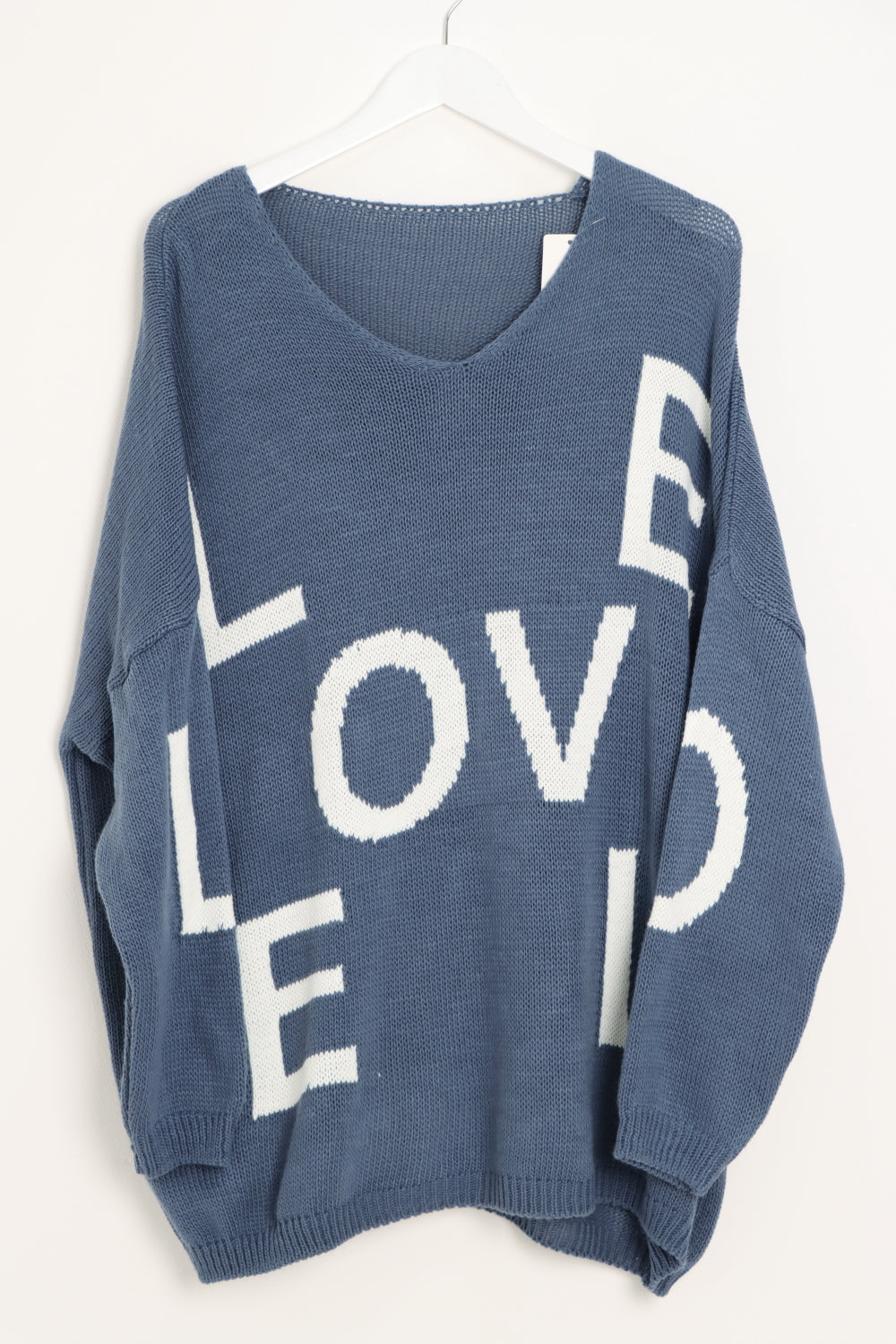 Oversized Love Print Long Sleeve  Knitted Jumper Top