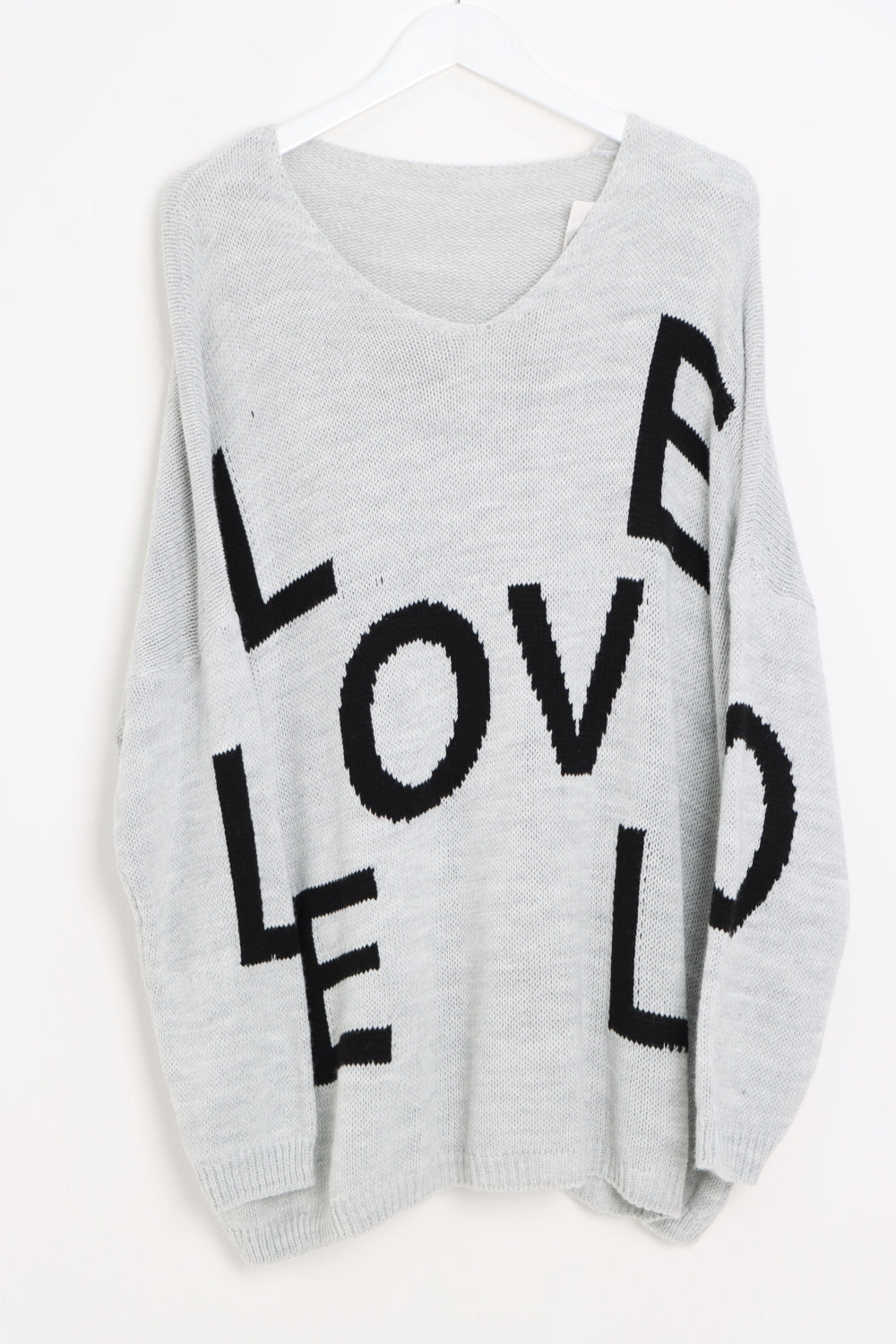 Oversized Love Print Long Sleeve  Knitted Jumper Top