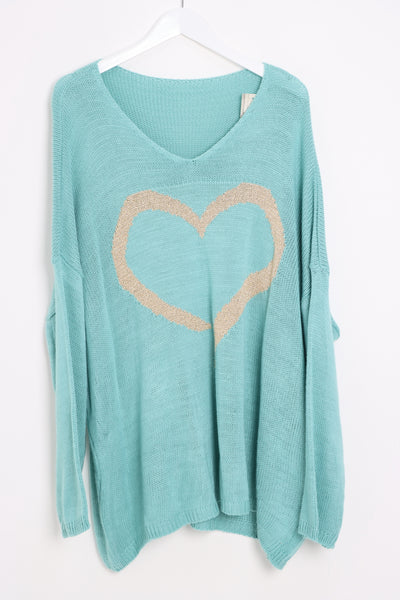 Glitter Heart Print Jumper Top