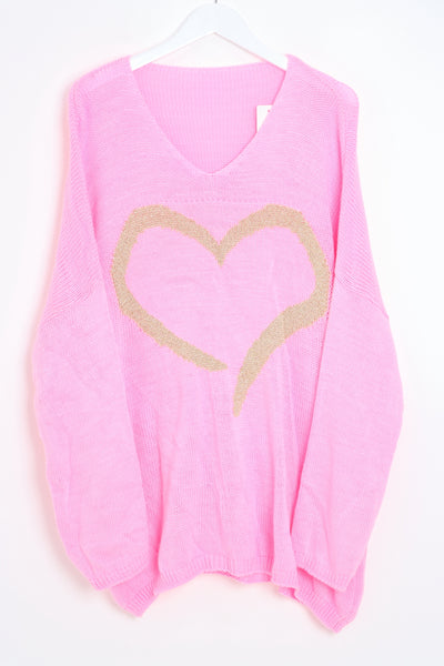 Glitter Heart Print Jumper Top