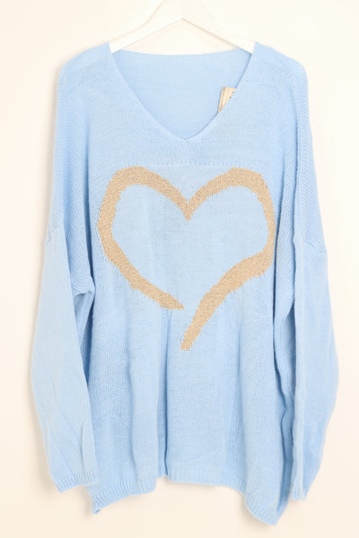 Glitter Heart Print Jumper Top