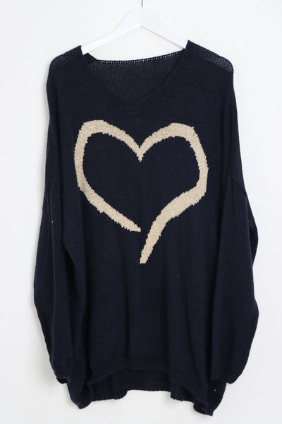 Glitter Heart Print Jumper Top