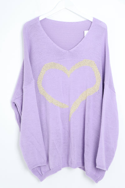 Glitter Heart Print Jumper Top