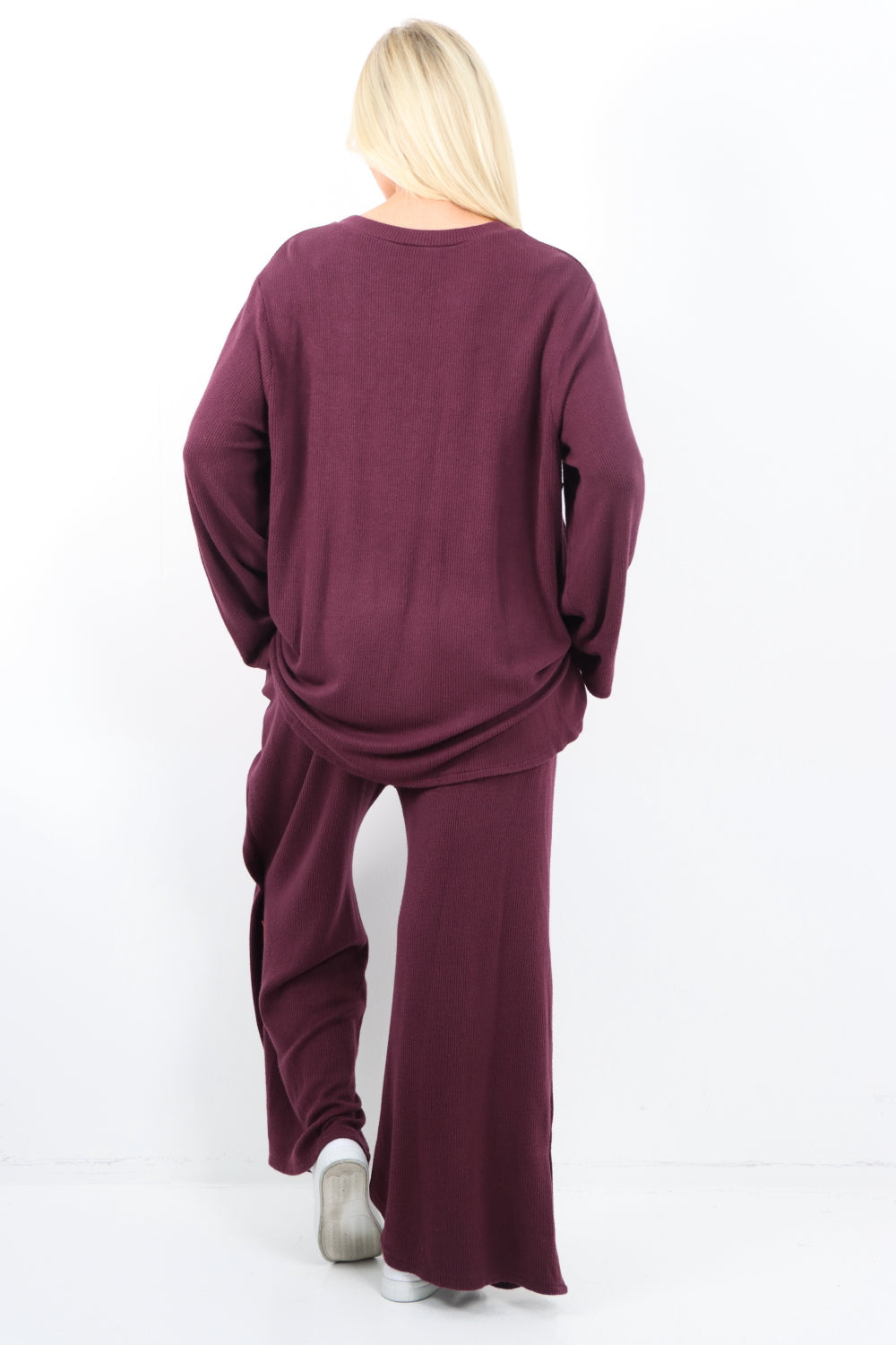 Soft Knit Side Button Detail Top and Trouser Co - Ord Set