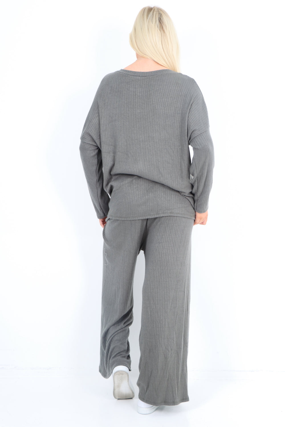 Basic Ribbed Soft Knit Top and Trouser Co - Ord Set