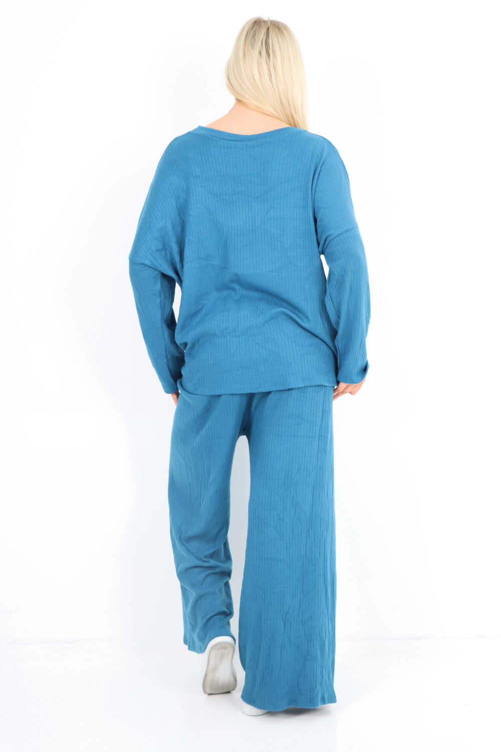 Basic Ribbed Soft Knit Top and Trouser Co - Ord Set