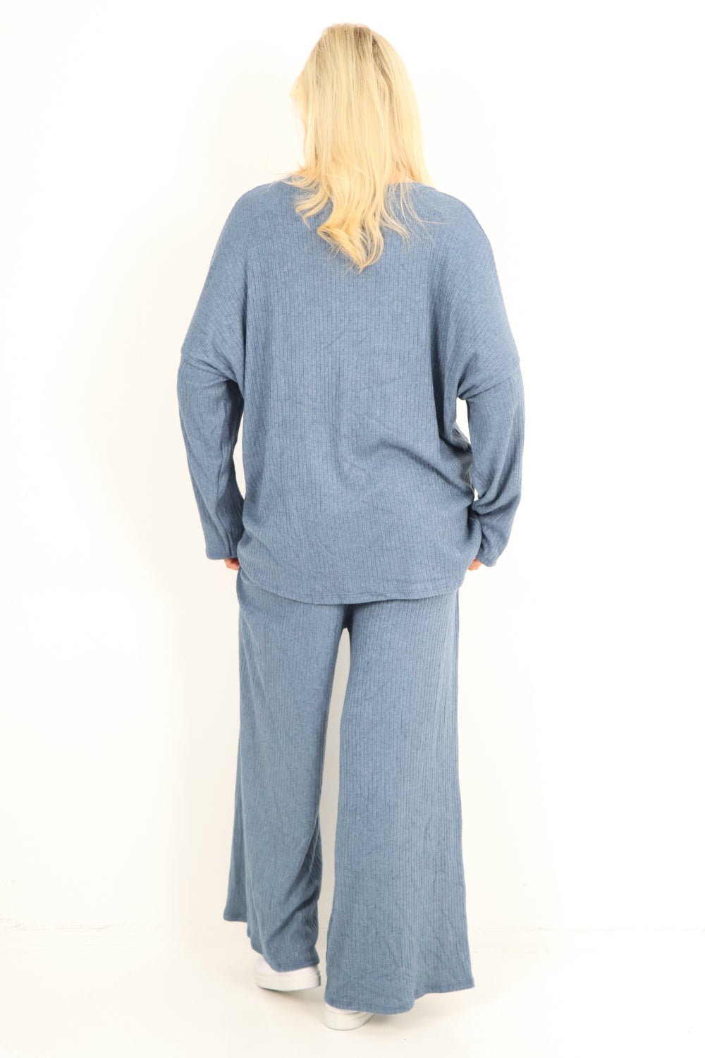 Basic Ribbed Soft Knit Top and Trouser Co - Ord Set