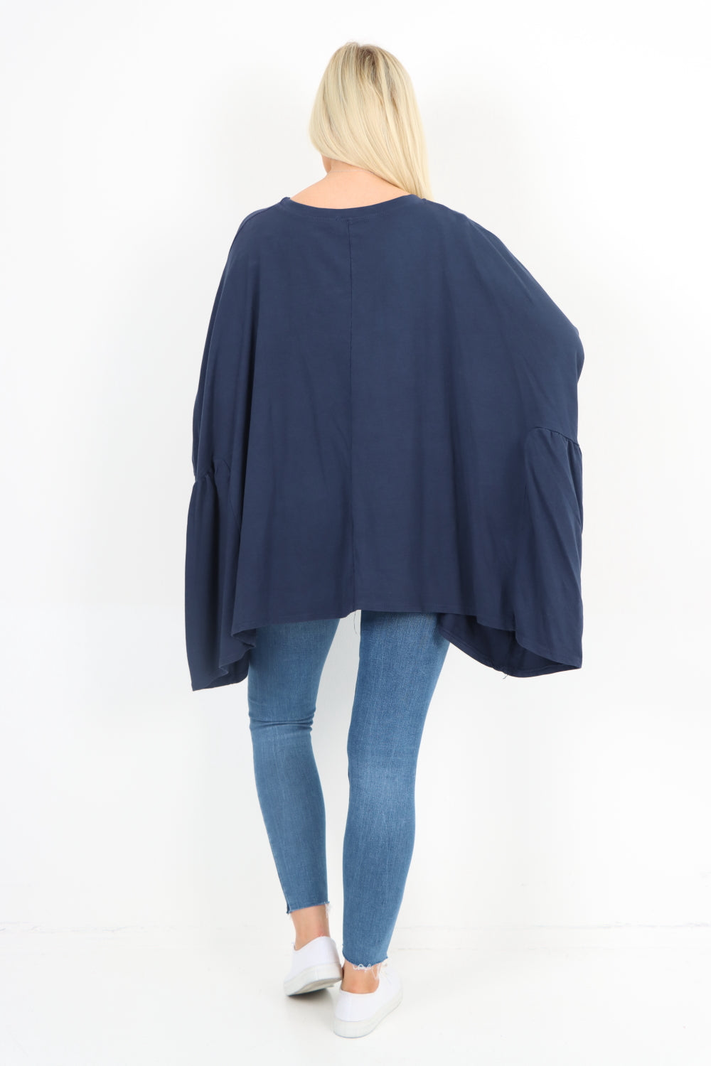 Oversized Round Neck Hanky Hem Tunic Top