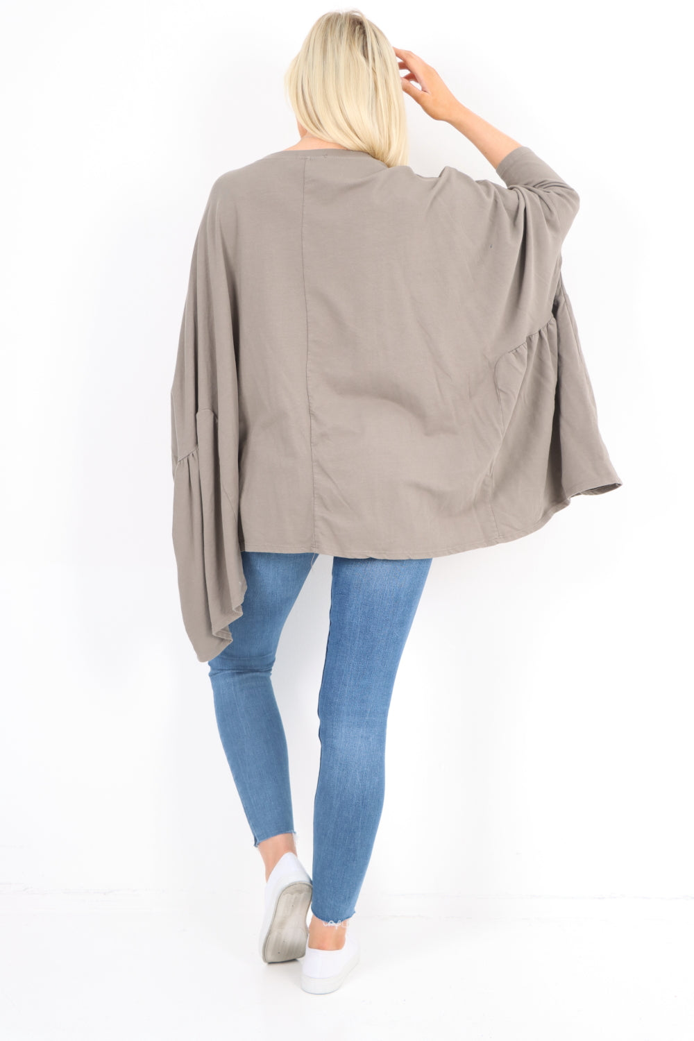 Oversized Round Neck Hanky Hem Tunic Top