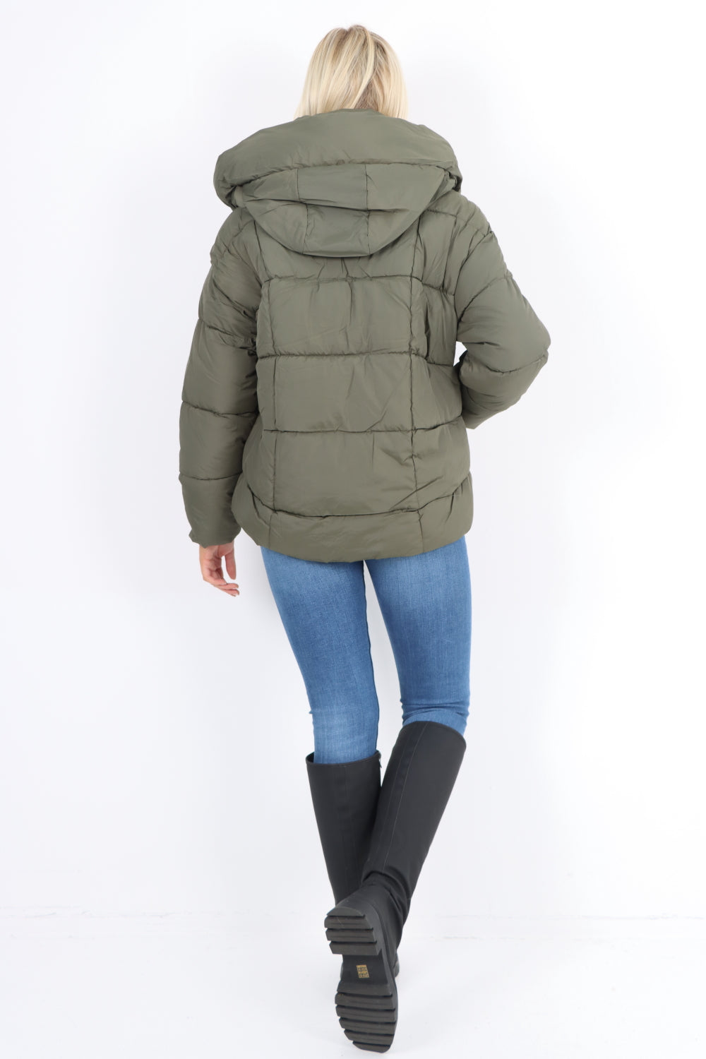 Side Pocket Padded Hooded Long Sleeve Short Jacket