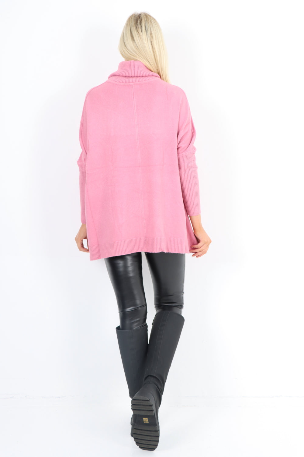 Roll Neck Rhinestone Detail Cable Knit Jumper Top