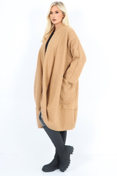 Two Pocket Boucle Cocoon Waterfall Teddy Coat