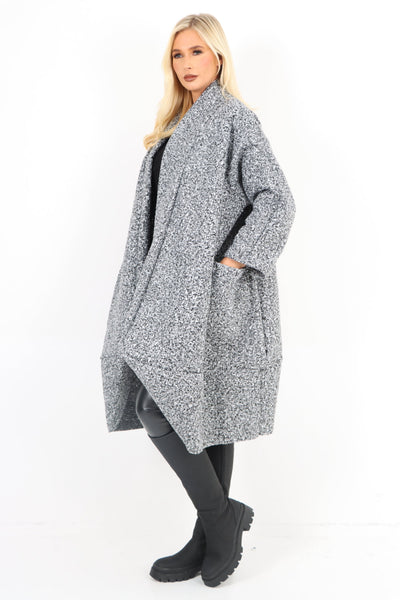 Two Pocket Boucle Cocoon Waterfall Teddy Coat