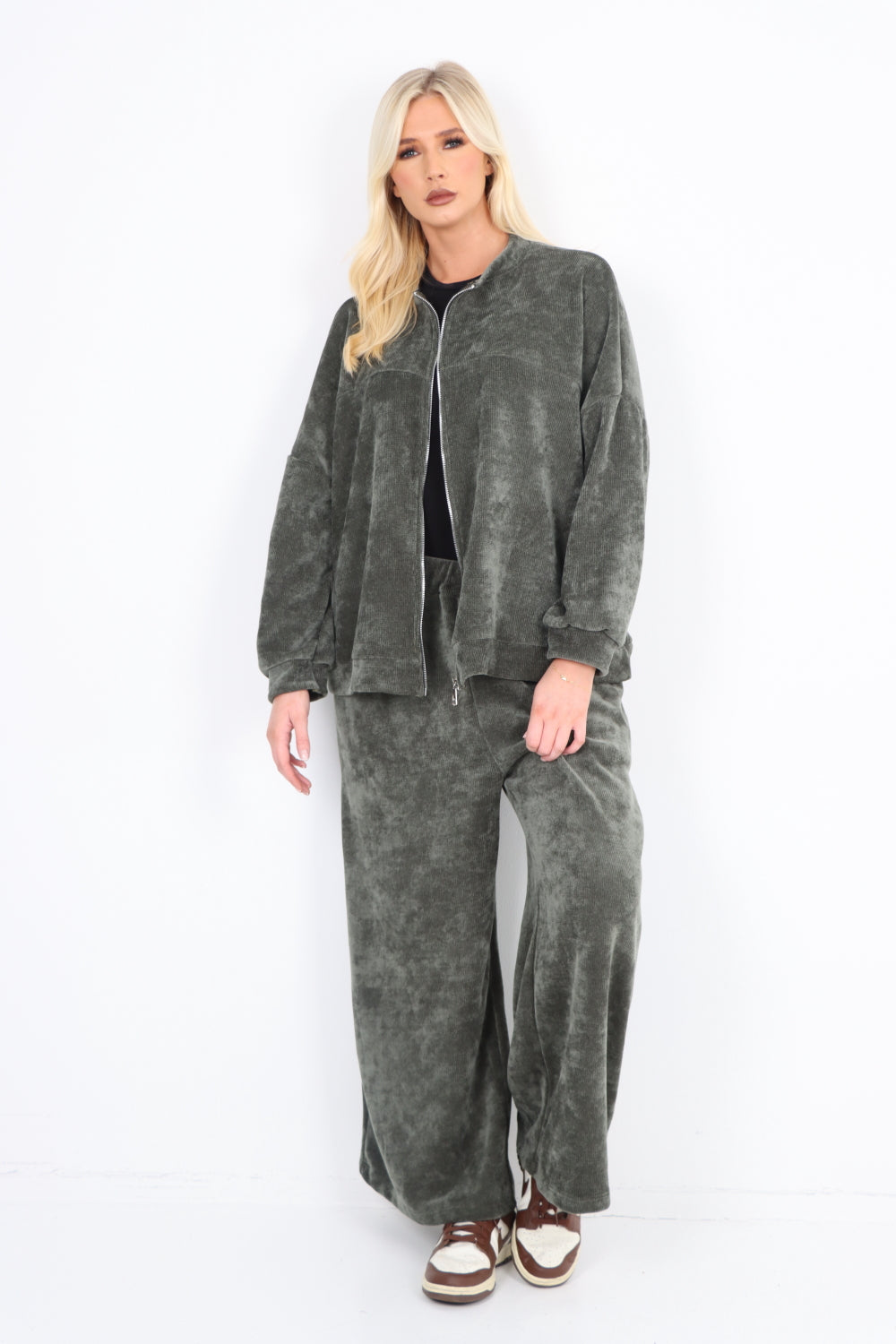 Corduroy Zip Up Long sleeve Top and Trouser Co-Ord Set