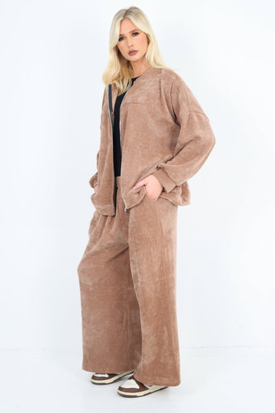 Corduroy Zip Up Long sleeve Top and Trouser Co-Ord Set