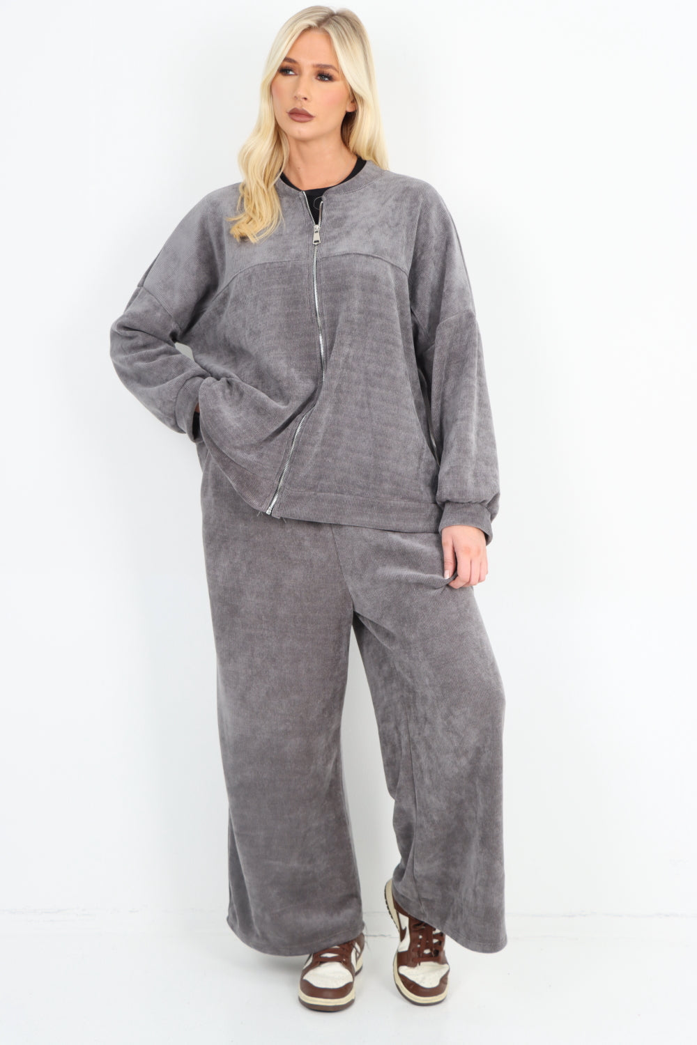 Corduroy Zip Up Long sleeve Top and Trouser Co-Ord Set