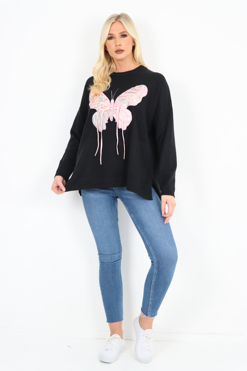 Butterfly Print Soft knitted Long sleeve Jumper Top