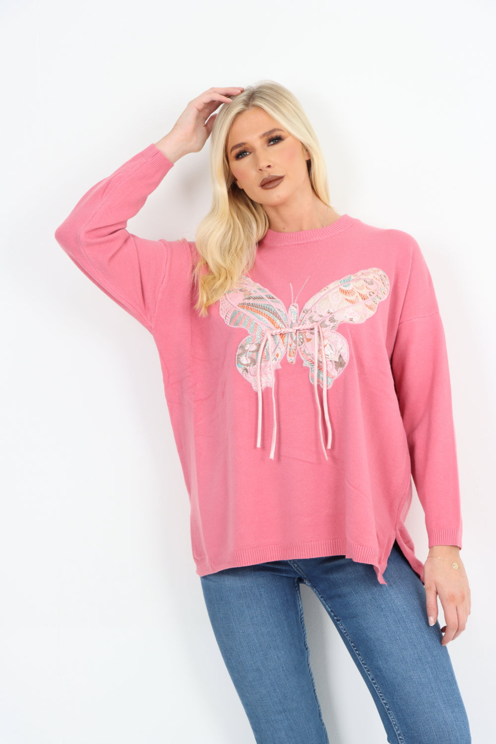 Butterfly Print Soft knitted Long sleeve Jumper Top