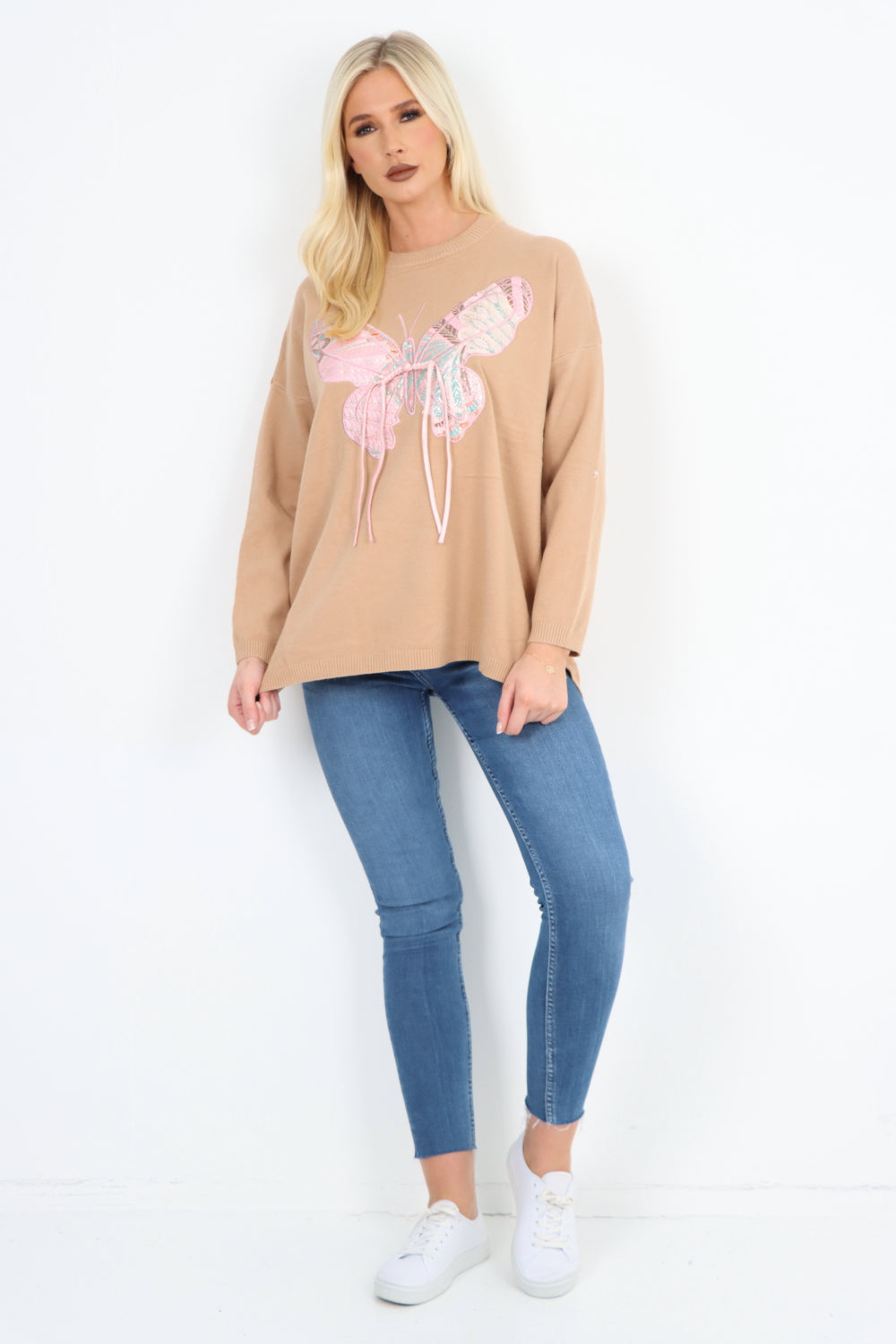 Butterfly Print Soft knitted Long sleeve Jumper Top