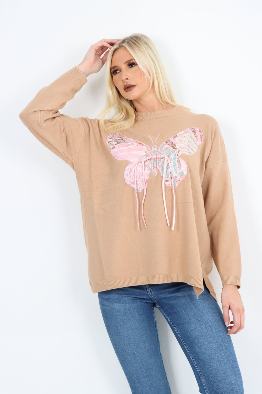 Butterfly Print Soft knitted Long sleeve Jumper Top