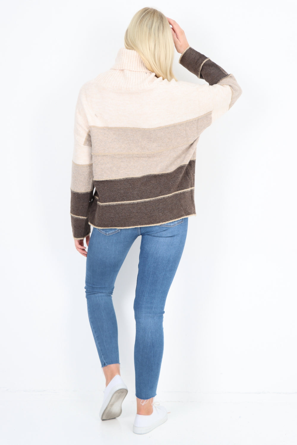 Multicoloured Stripe Cowl Neck Jumper Top