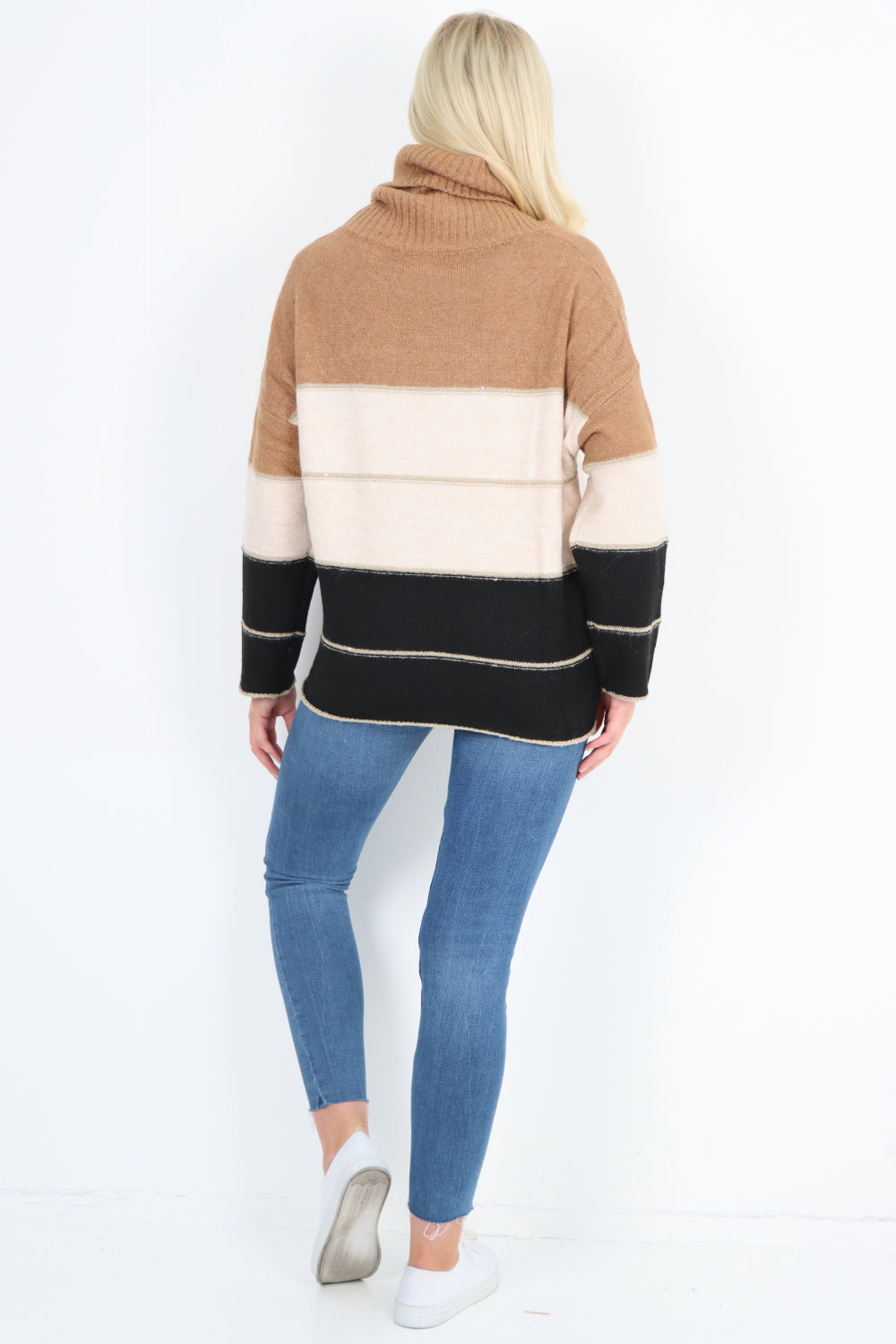 Multicoloured Stripe Cowl Neck Jumper Top