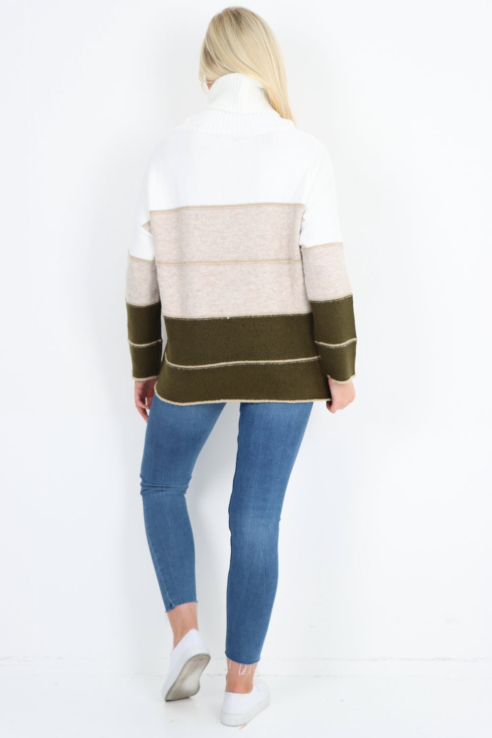 Multicoloured Stripe Cowl Neck Jumper Top