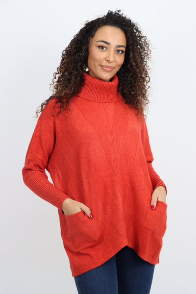 Cable Knitted Cowl Neck Jumper Top