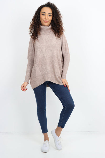 Cable Knitted Cowl Neck Jumper Top