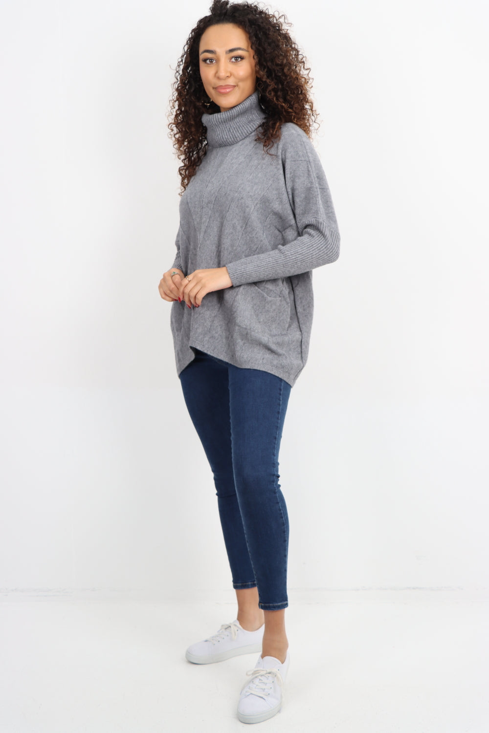 Cable Knitted Cowl Neck Jumper Top