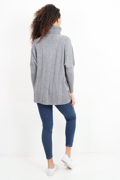 Cable Knitted Cowl Neck Jumper Top