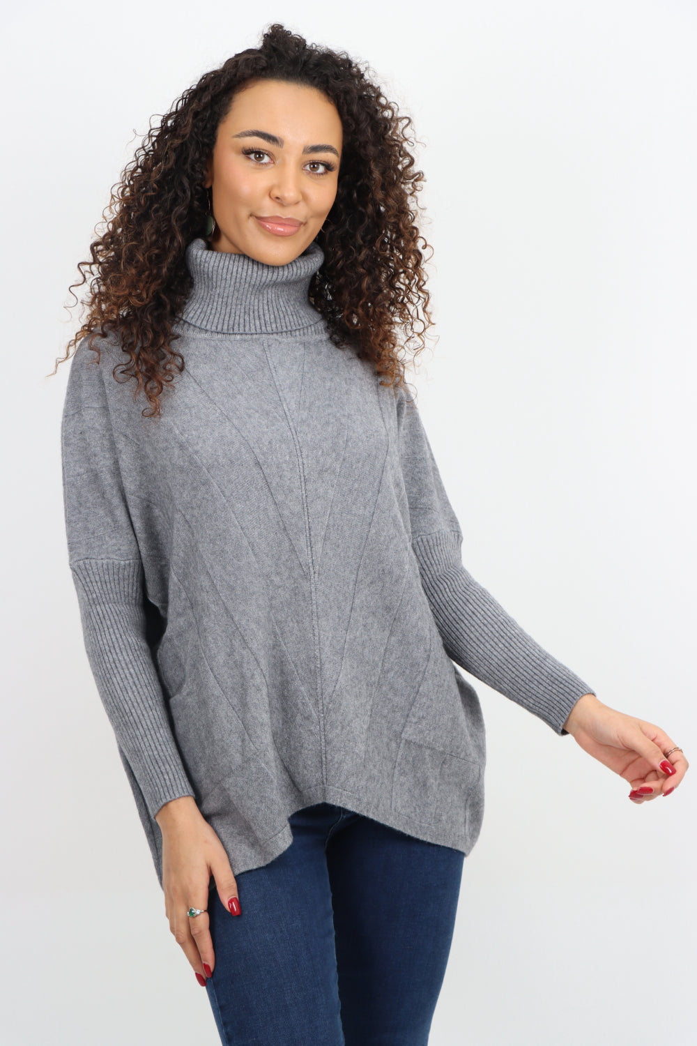 Cable Knitted Cowl Neck Jumper Top