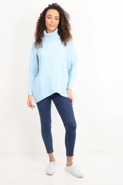 Cable Knitted Cowl Neck Jumper Top