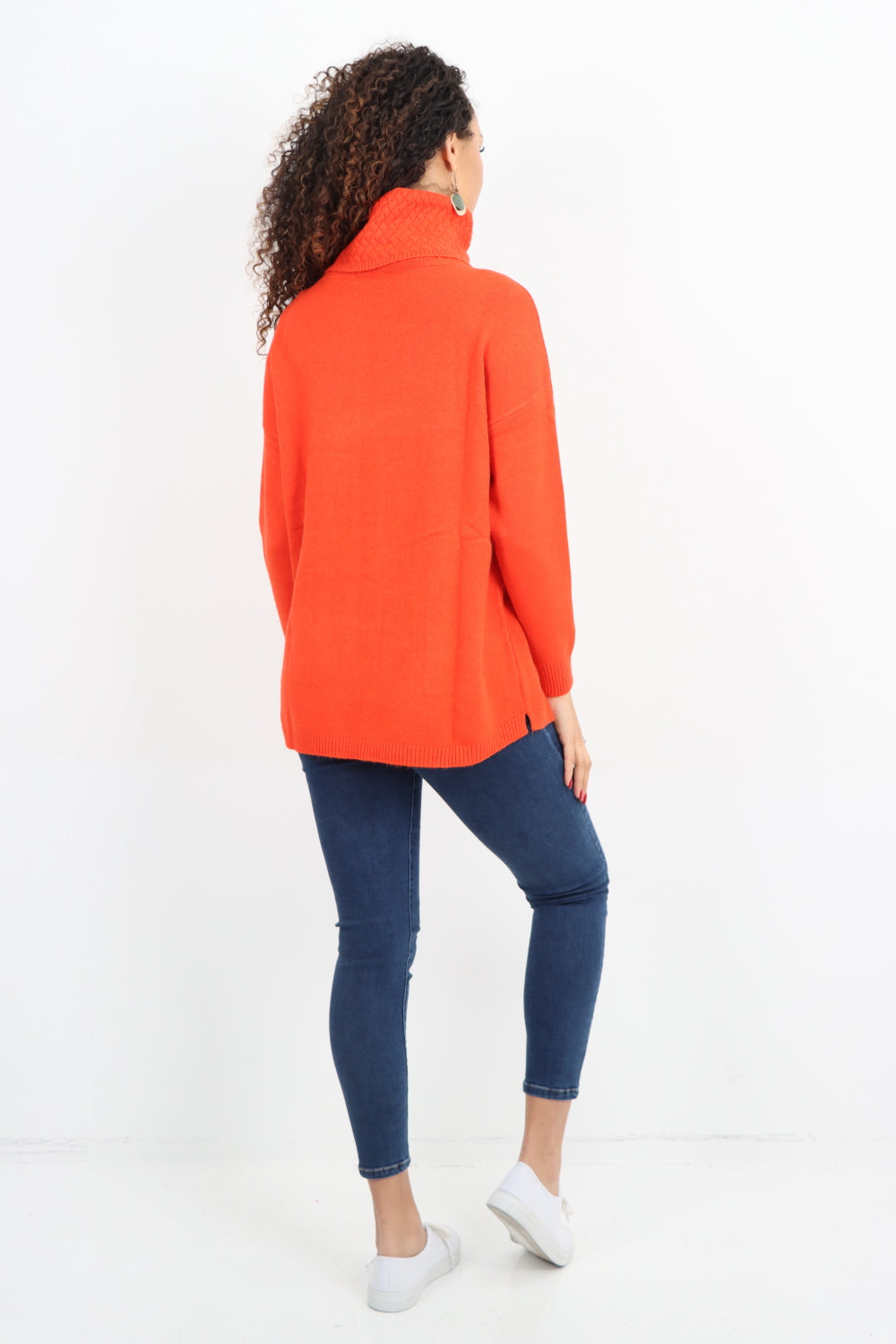 Cowl Neck Ribbed Hem Wave Long sleeve Jumper Top