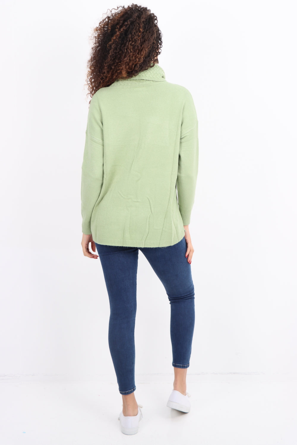 Cowl Neck Ribbed Hem Wave Long sleeve Jumper Top