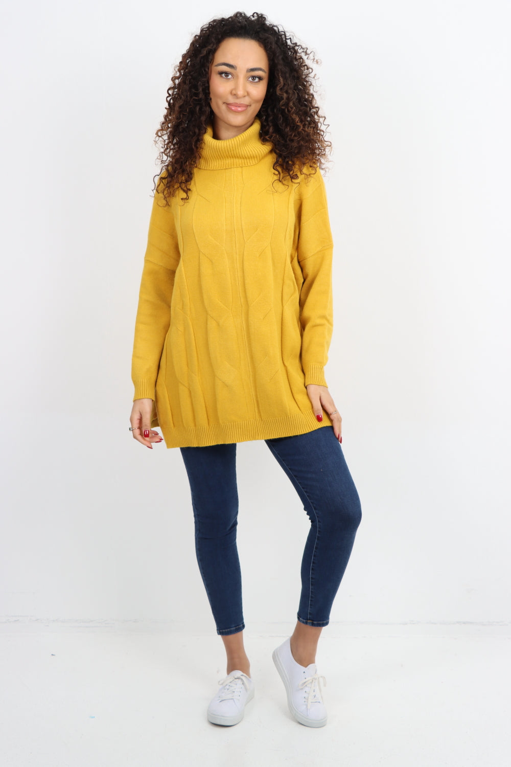 Italian Cowl Neck Cable Knitted Longsleeve Jumper Top