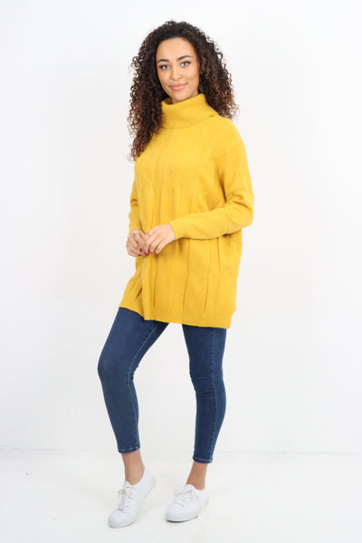 Italian Cowl Neck Cable Knitted Longsleeve Jumper Top