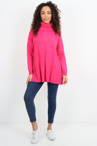 Italian Cowl Neck Cable Knitted Longsleeve Jumper Top