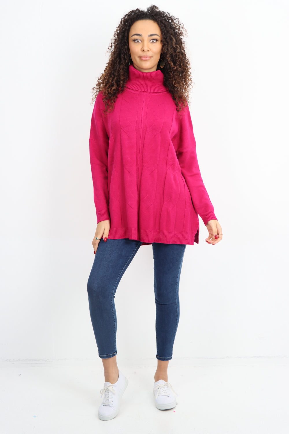 Italian Cowl Neck Cable Knitted Longsleeve Jumper Top