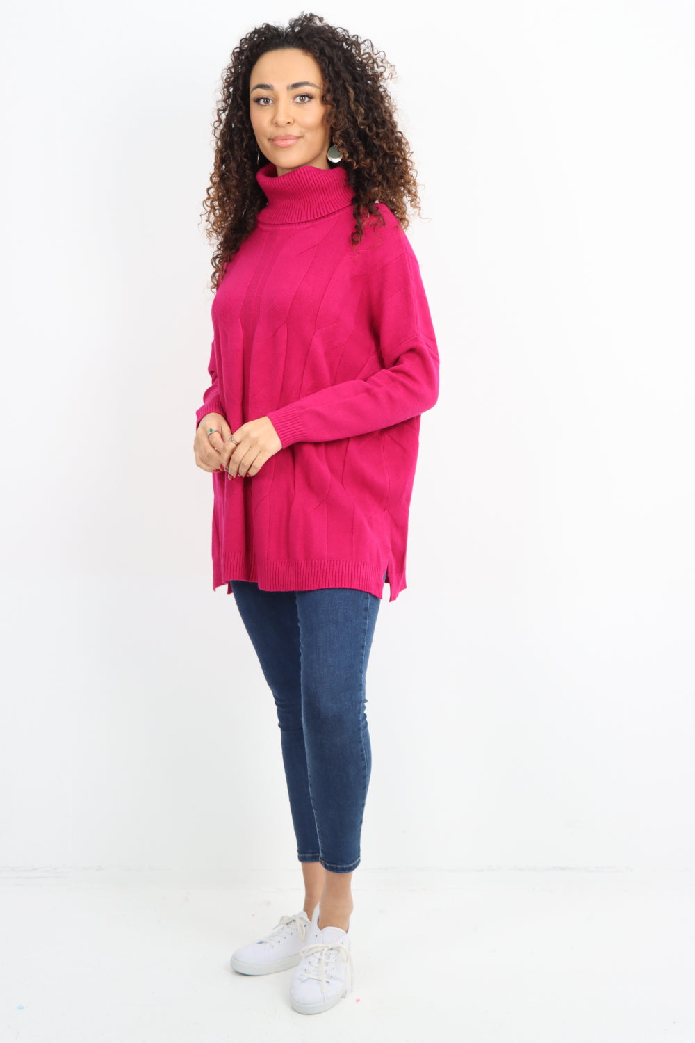 Italian Cowl Neck Cable Knitted Longsleeve Jumper Top