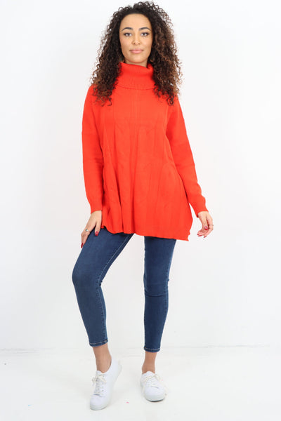 Italian Cowl Neck Cable Knitted Longsleeve Jumper Top