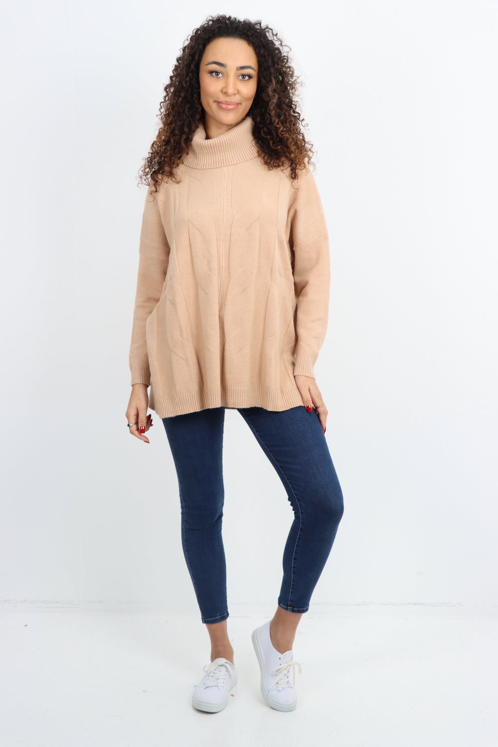 Italian Cowl Neck Cable Knitted Longsleeve Jumper Top