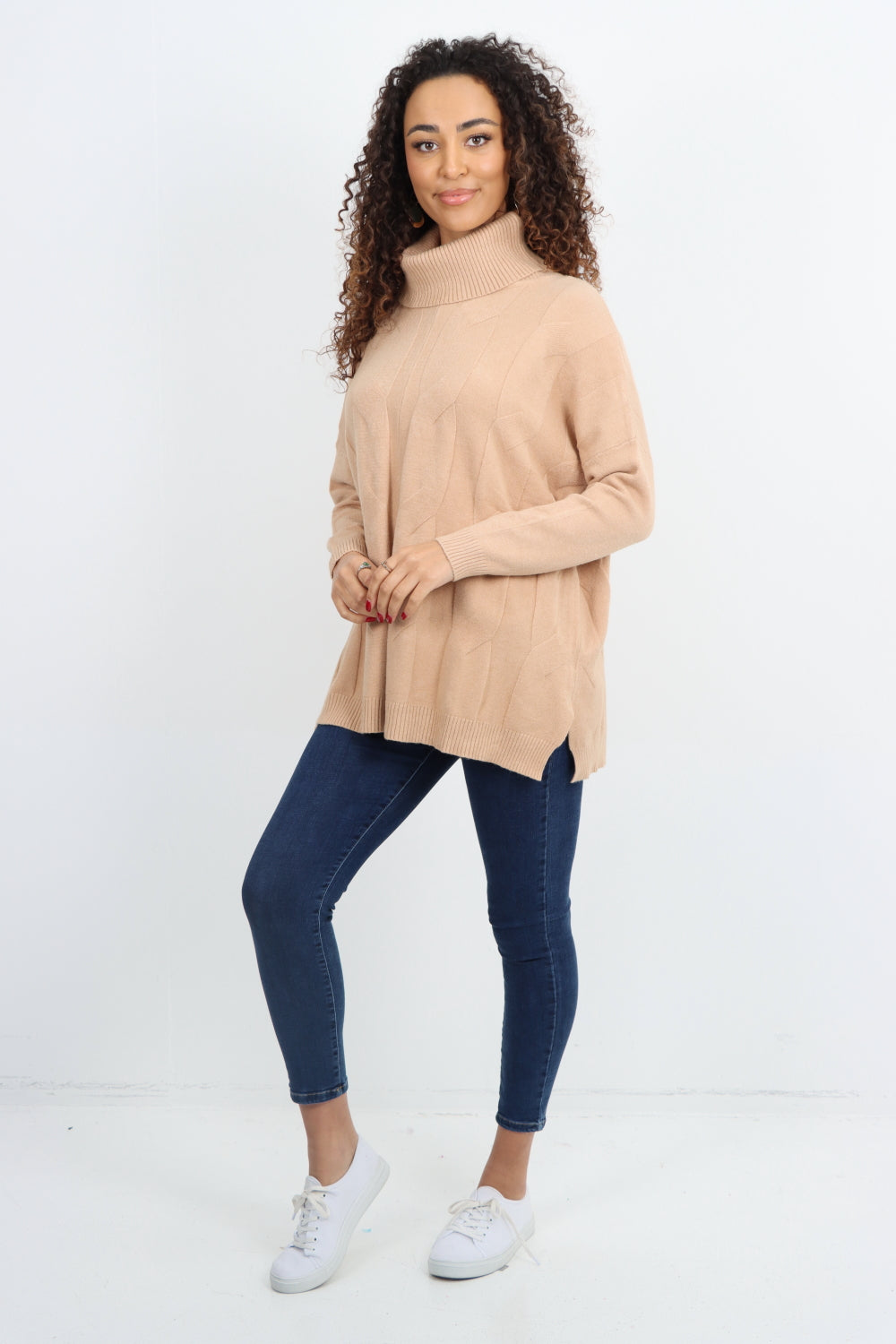 Italian Cowl Neck Cable Knitted Longsleeve Jumper Top