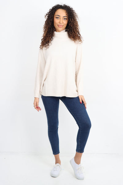 Side Button Detail Ribbed Hem Longsleeve Jumper Top