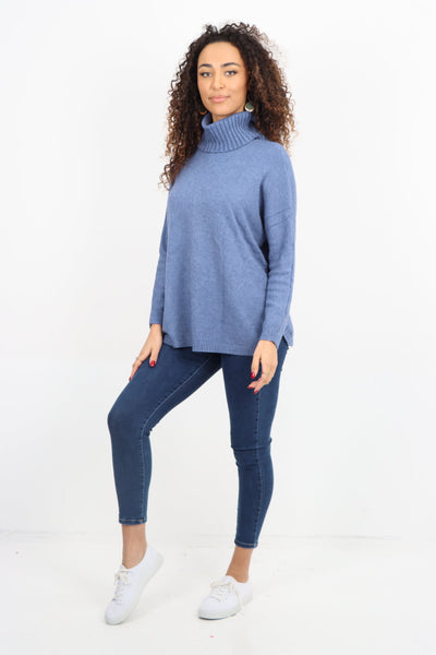 Side Button Detail Ribbed Hem Longsleeve Jumper Top