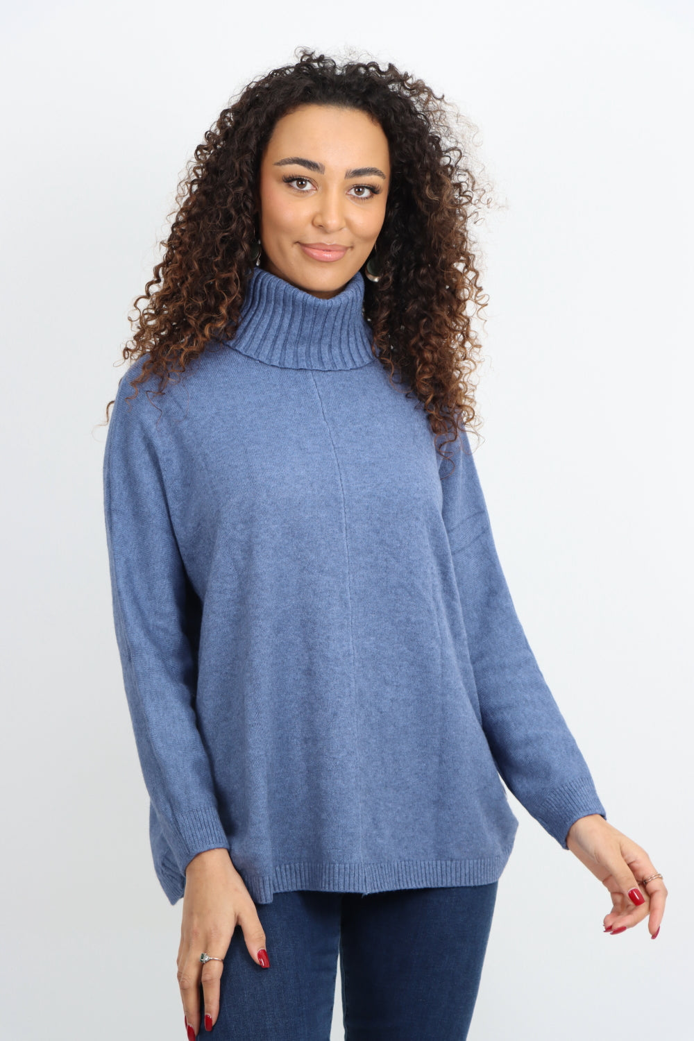 Side Button Detail Ribbed Hem Longsleeve Jumper Top