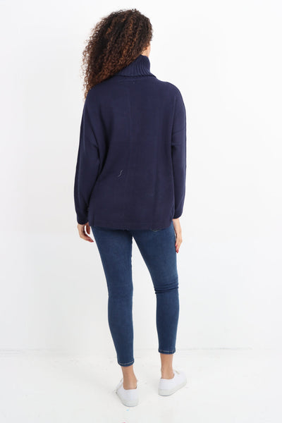 Side Button Detail Ribbed Hem Longsleeve Jumper Top